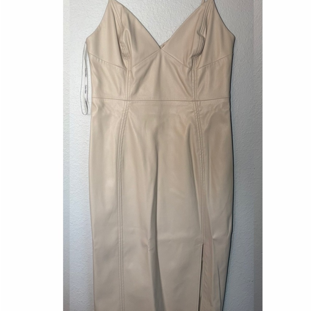 Calvin Klein Faux Leather Bodycon Dress